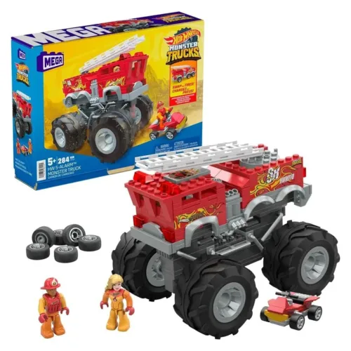 Mega Hot Wheels construye monster truck bombero 2 figuras HHD19 MATTEL