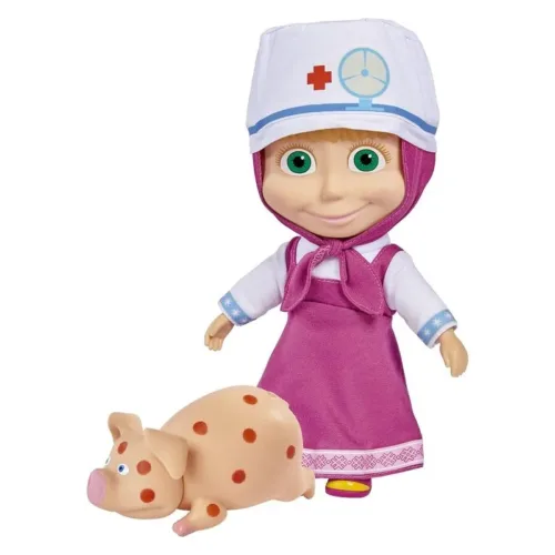 Muñeca Masha veterinaria de 23 cm con cerdito y accesorios 295010001 SIMBA