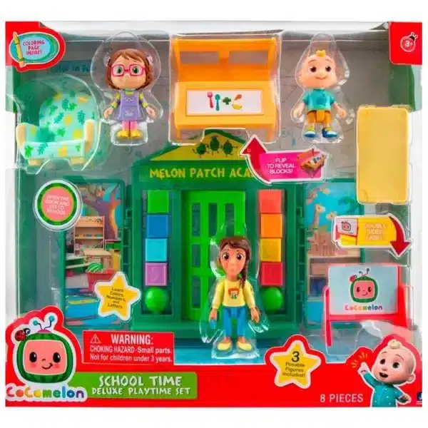 Cocomelón Vamos al cole 3 figuras con 8 piezas WT0067 BANDAI