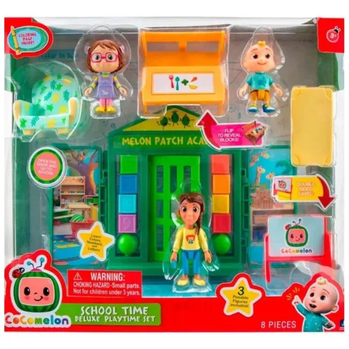 Cocomelón Vamos al cole 3 figuras con 8 piezas WT0067 BANDAI