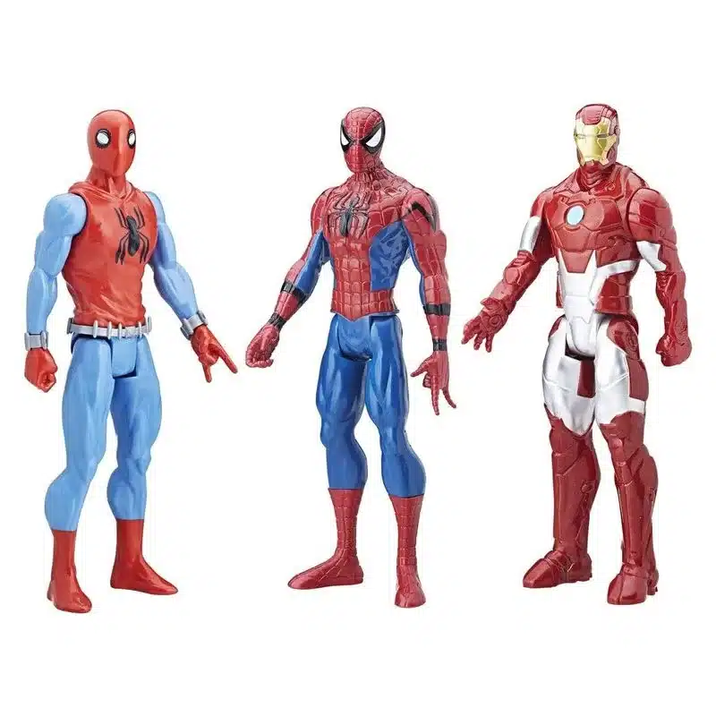Pack de tres figuras de Spidermann traje original, Spidermann e Iron Man - Imagen 2