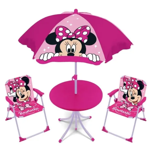 Set infantil mesa, sillas y sombrilla de Minnie Mouse fucsia WD16123 ARDITEX
