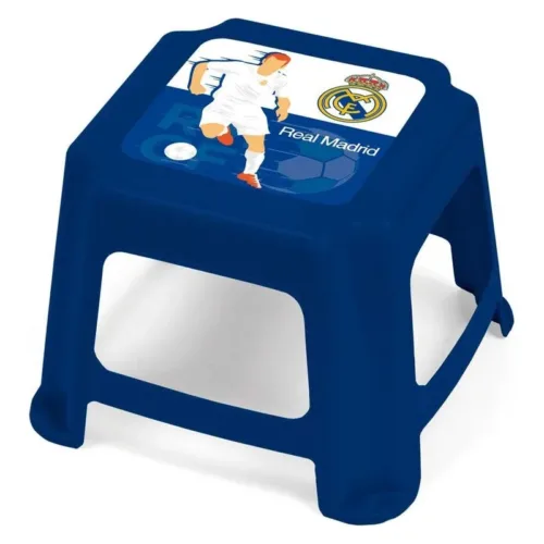 Taburete bajo azul Real Madrid CF apliable 27x27x21cm RM13733 ARDITEX