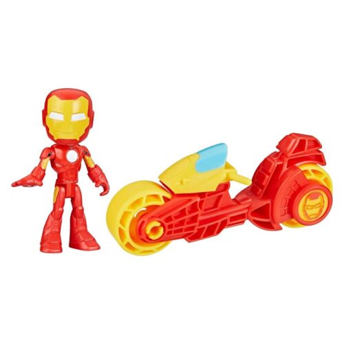 Figura de Iron Man de Spidey y sus amigos con motocicleta F9346 Hasbro