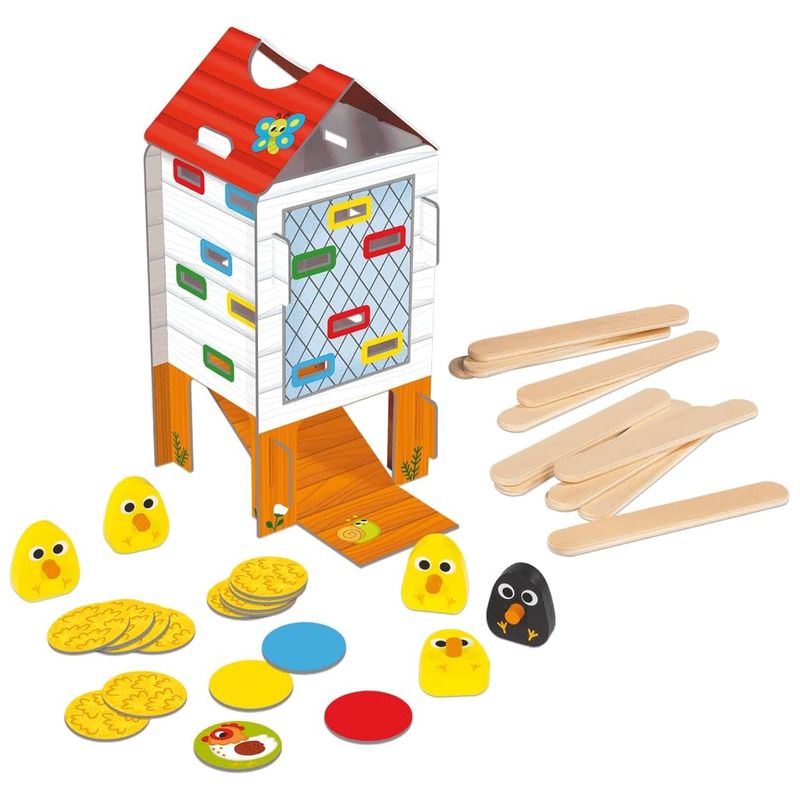 Happy Chickens Goula 53170 Diset juego mesa preescolar con pollitos madera - Imagen 3