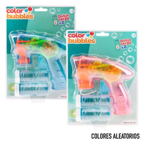 Pistola de pompas de jabón con luces y dos recambios ColorBaby 49998