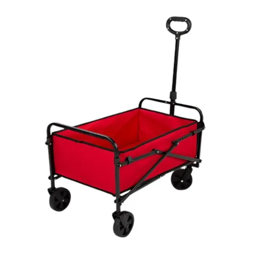 Carro para playa con cuatro ruedas color rojo y asa ajustable 62375 AKTIVE