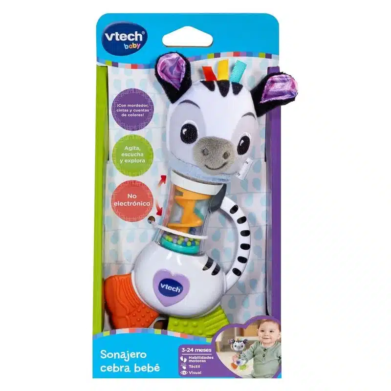Sonajero de cebra bebé con sonidos y colores 80-567222 VTECH - Imagen 2