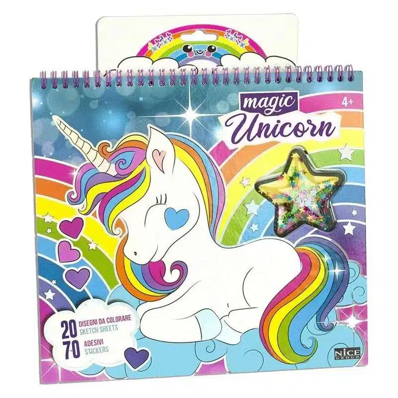 Bloc para colorear de unicornio mágico con 70 stickers 02590 NICE