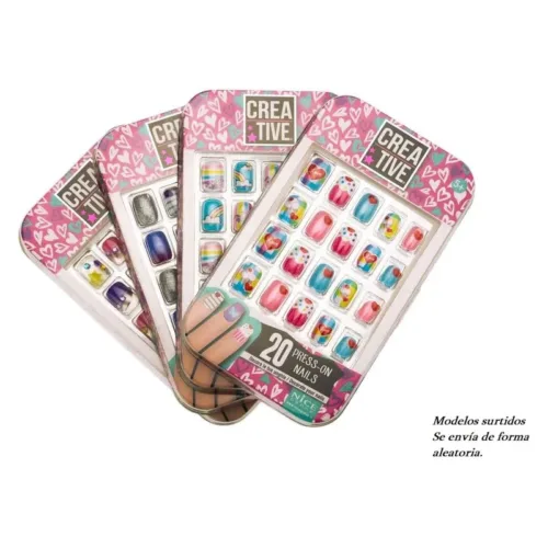 Set de manicura uñas infantil creative con 20 uñas press on 014 NICE