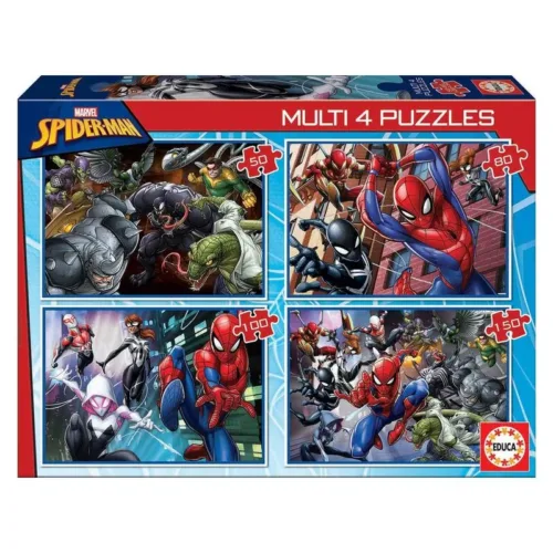 Spiderman Set de 4 Puzzles Infantiles de 50 a 150 Piezas Educa 18102
