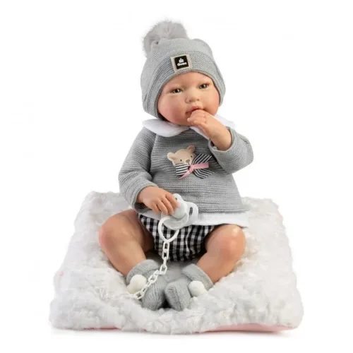 Muñeco Reborn Alex Guca con ropa gris de 46 cm sin pelo 10258