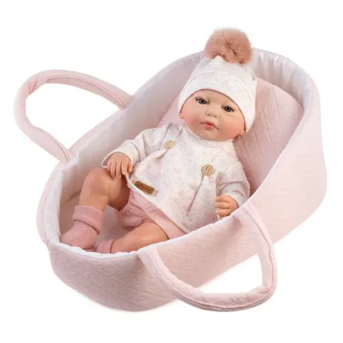 Muñeca reborn Silvia con capazo de Guca 38 cm con cuerpo de tela 10263