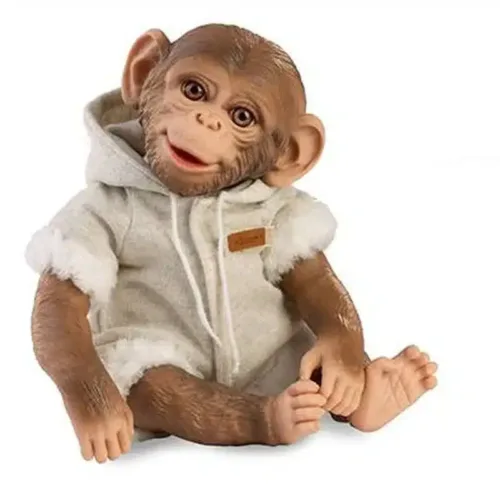 Muñeco mono reborn zoo de Guca 32 cm con pijama gris de pelo 989