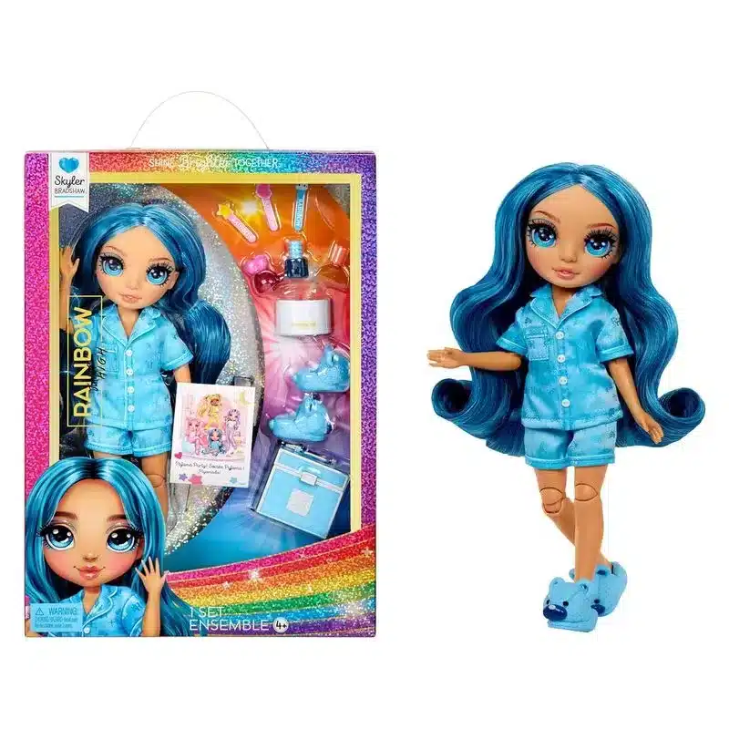 Muñeca Rainbow High Junior PJ Party Skyler azul 530947 MGA