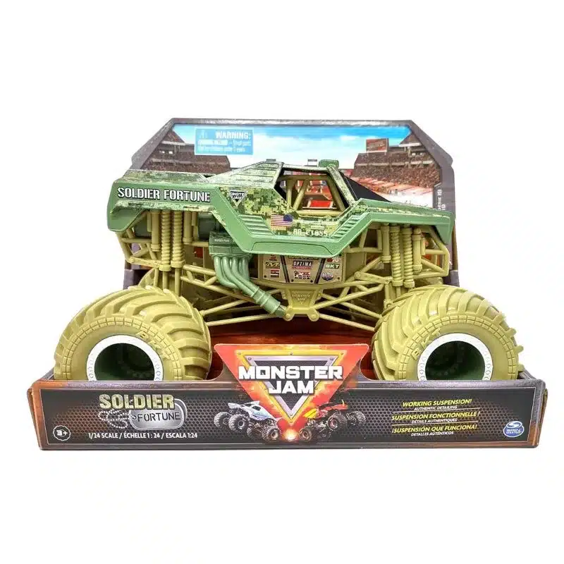 Monster Jam Soldier Fortune metal escala 1-24 con suspensión 6056371-SOLDIER