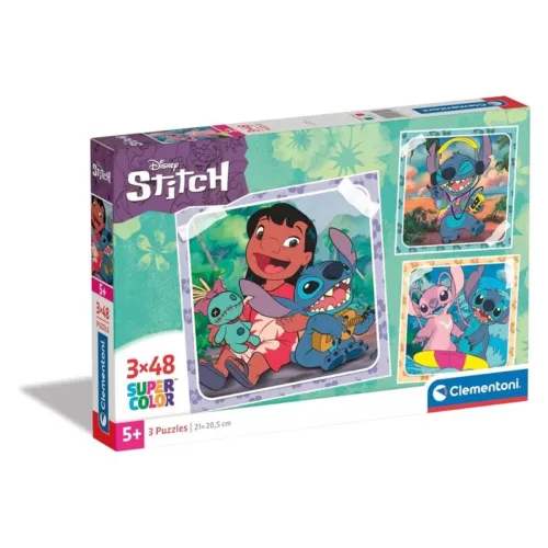 Puzzles Supercolor Disney Stitch 3×48 Piezas Clementoni 25321
