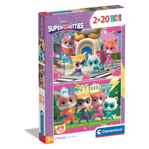 Puzzles 2×20 Piezas Supercolor SuperKitties Clementoni 24811