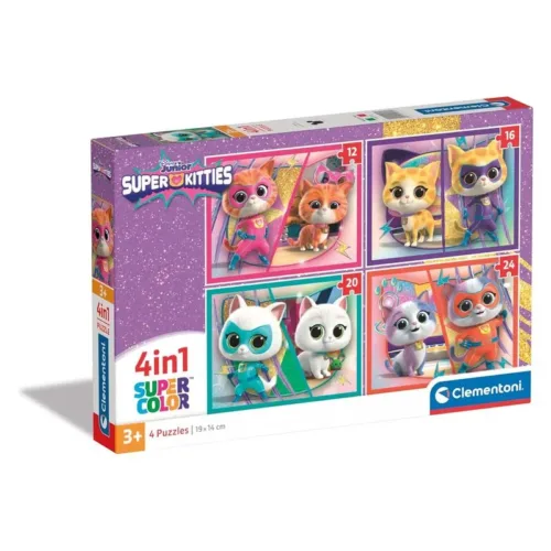 Puzzle 4en1 Progresivo SuperKitties 12 a 24 Piezas Clementoni 21531