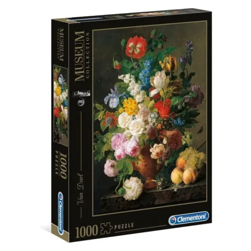 Puzzle 1000 piezas Van Dael Cuadro Jarrón con flores Louvre Clementoni 31415