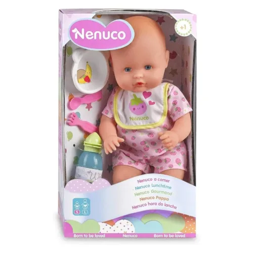 Nenuco Muñeca Hora de Comer con Vestido Rosa y Accesorios Famosa 37090