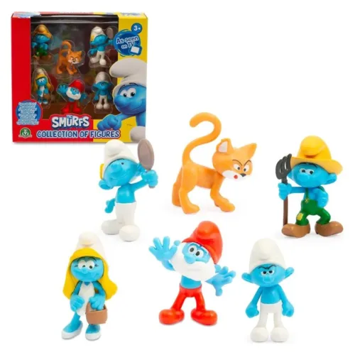 Pitufos pack 6 figuras con gato Azrael coleccionables PUF14100sPUF14000