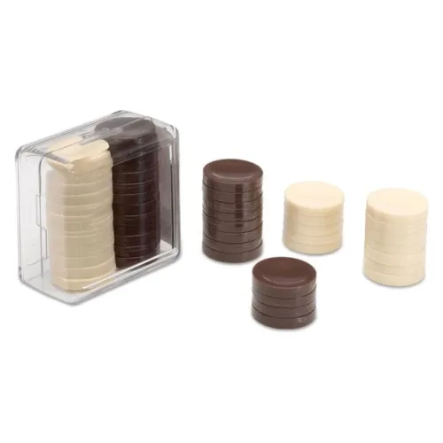 Fichas para damas caja plástico accesorios 24 piezas en dos colores 76 CAYRO