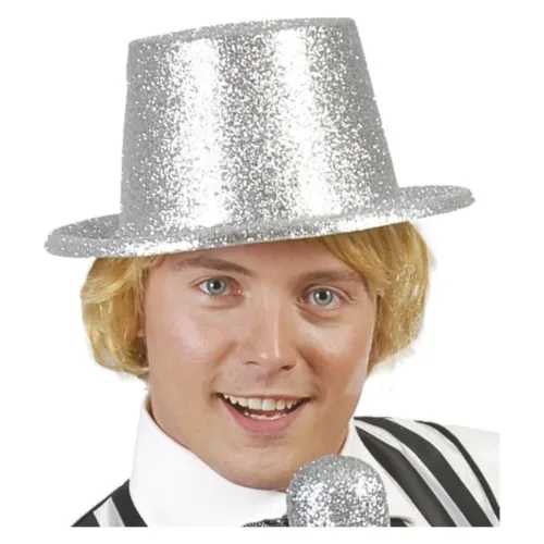 Sombrero de Copa Alto con Purpurina Plateada 13453 GUIRCA
