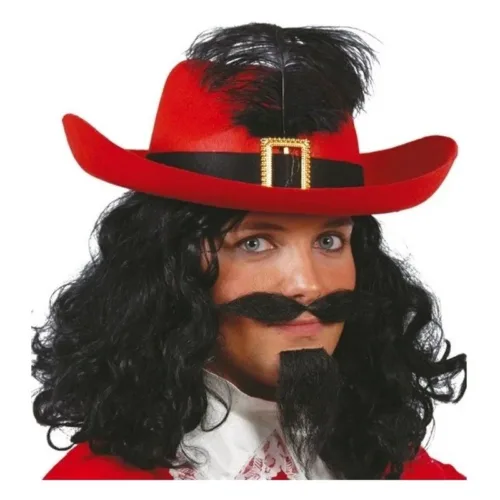 Sombrero mosquetero rojo fieltro para carnavales y fiestas 13565 GUIRCA