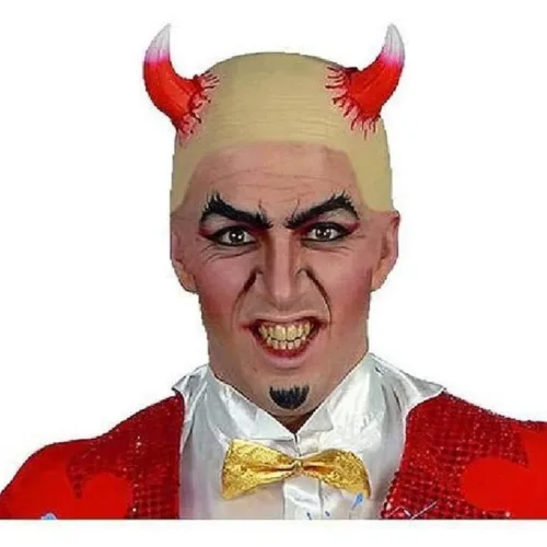 Calva con cuernos de diablo para disfraz Halloween 2290 GUIRCA