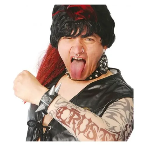 Complemento de disfraz muñequera Punky negra 16531 GUIRCA