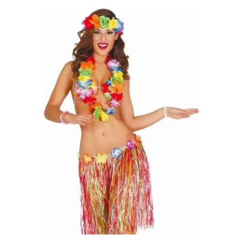 Conjunto Hawaiano de tres piezas multicolor 55cm 18509 GUIRCA