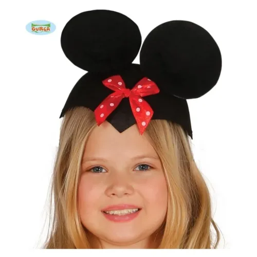 Casquete Fieltro Infantil de Ratoncita con Lazo Rojo 13669 GUIRCA