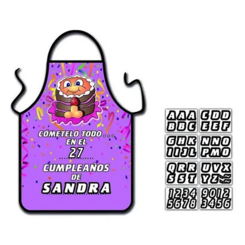 Delantal tarta pito personalizable morada 3403 FEMARVI