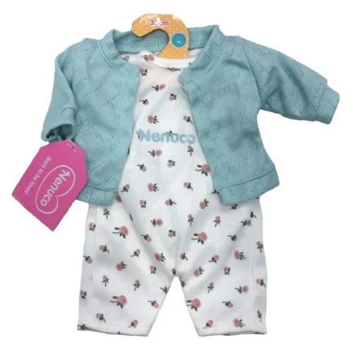 Ropita Nenuco 35 cm Body Blanco y chaqueta verde turquesa Famosa 36660
