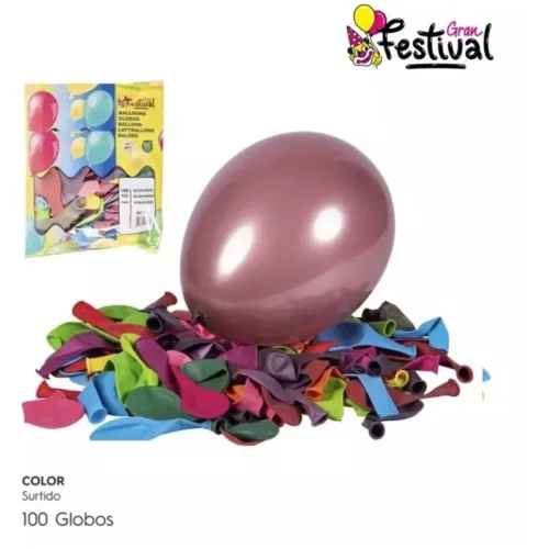Surtido de globos de colores 100 unidades CB/11861 GRAN FEST