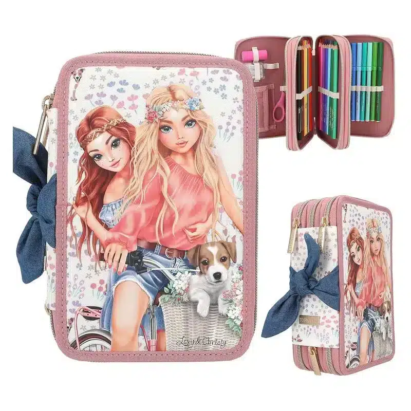 Estuche triple TOPModel Velo Fleur color crema con lazo azul 12921 DEPESCHE - Imagen 2