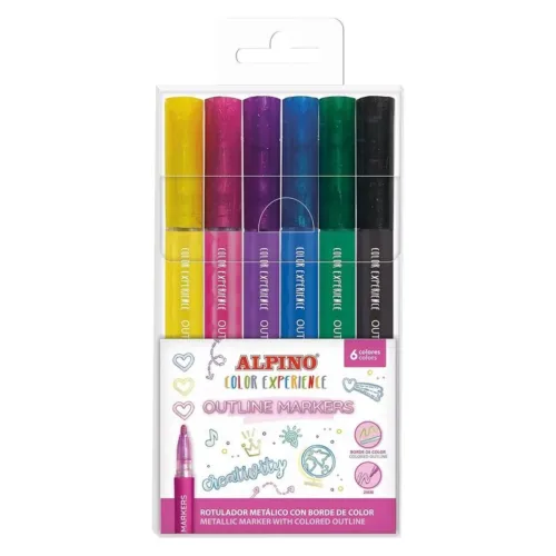 Pack 6 Rotuladores Metálicos de Doble Línea AR001044 ALPINO