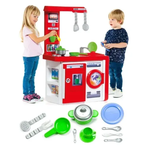 Cocinita infantil roja con electrodomésticos y accesorios 19161 MOLTO
