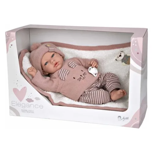 Muñeca Elegance 38cm azul con bolso cuerpo vinilo 60802 ARIAS