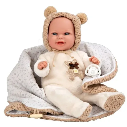 Muñeca Elegance Babyto Marrón Osito peso real 35cm con manta 60828 ARIAS