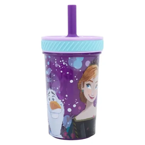 Vaso Frozen 2 de plástico antivuelco con pajita silicona 74287 STOR