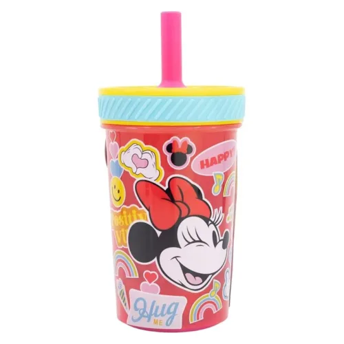 Vaso de plástico silicona antivuelco pajita Minnie Mouse 74487 STOR