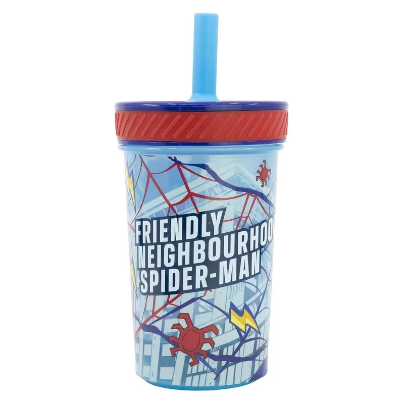 Vaso de plástico antivuelco Spiderman con pajita silicona 74787 STOR - Imagen 2