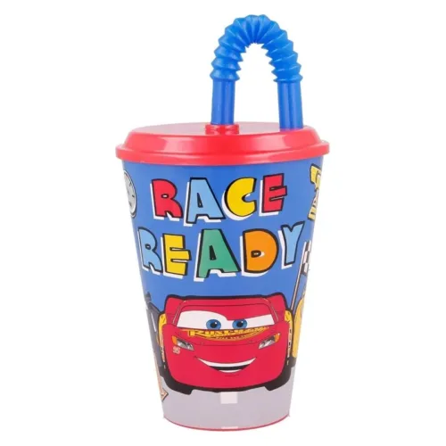 Vaso infantil reutilizable Cars Race Ready con pajita y tapa 430ml 51530 STOR
