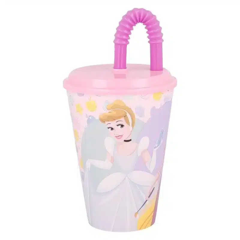 Vaso infantil reutilizable Princesas Disney con pajita 430ml 51230 STOR