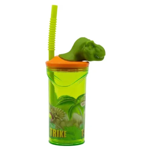 Vaso infantil reutilizable con pajita y figura 3D Dinosaurios 26266 STOR