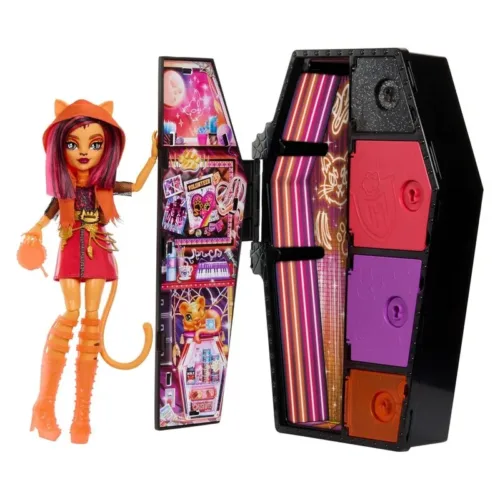 Muñeca Monster High Skulltimates Secrets Neón Toralei con armario HNF80 MATTEL