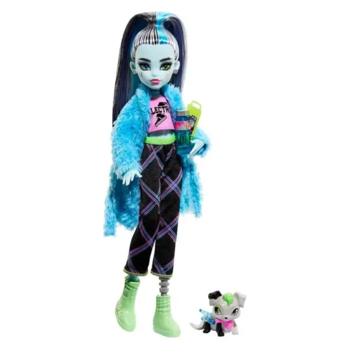Muñeca Monster High Frankie Stein con pijama y mascotas HKY68 MATTEL