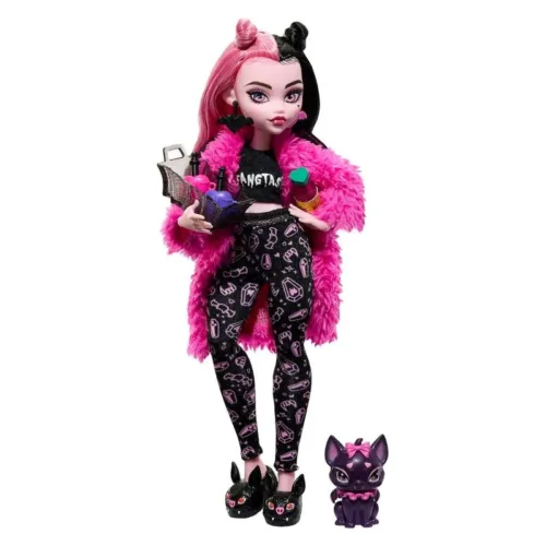 Muñeca Monster High Draculaura con pijama y mascotas HKY66 MATTEL